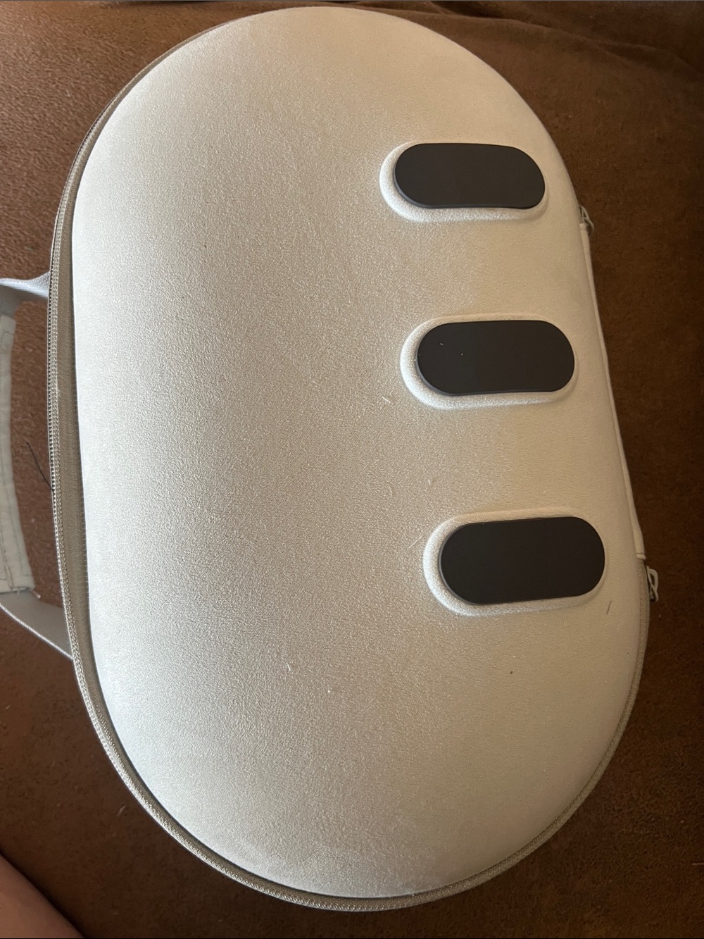 Cream Oval Hard Case Bag with Black Accent Tabs